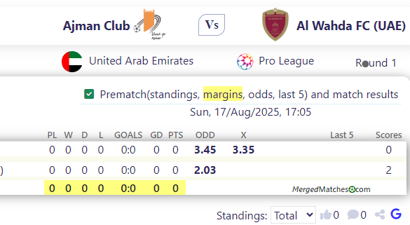 Ajman Club Vs Al Wahda FC (UAE) screenshot