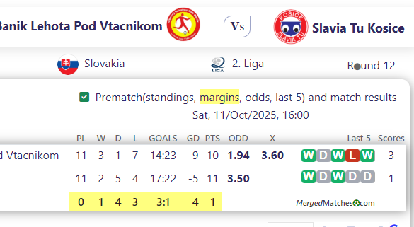 Banik Lehota Pod Vtacnikom Vs Slavia Tu Kosice screenshot