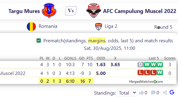 Targu Mures Vs AFC Campulung Muscel 2022 screenshot