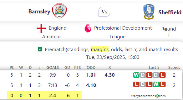 Barnsley Vs Sheffield screenshot