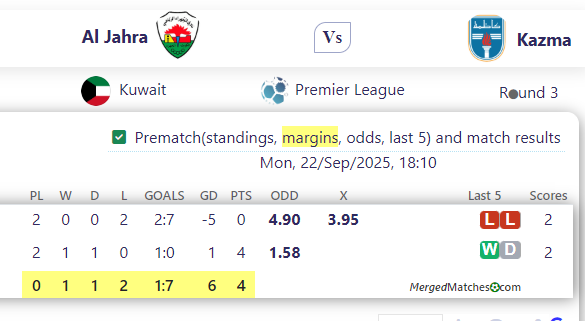 Al Jahra Vs Kazma screenshot