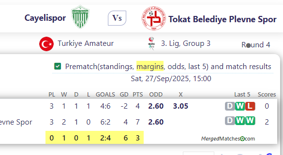 Cayelispor Vs Tokat Belediye Plevne Spor screenshot