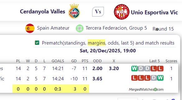 Cerdanyola Valles Vs Unio Esportiva Vic screenshot