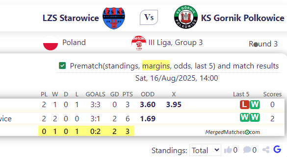 LZS Starowice Vs KS Gornik Polkowice screenshot