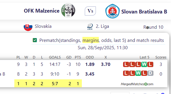 OFK Malzenice Vs Slovan Bratislava B screenshot