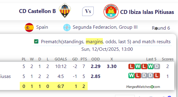 CD Castellon B Vs CD Ibiza Islas Pitiusas screenshot
