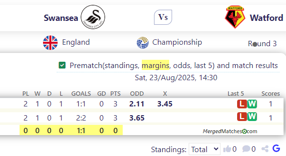 Swansea Vs Watford screenshot