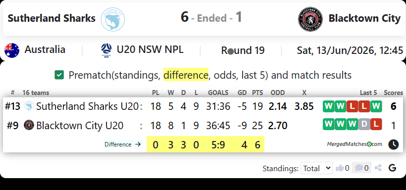 Sutherland Sharks FC Vs Blacktown City FC screenshot