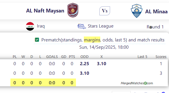 AL Naft Maysan Vs AL Minaa screenshot