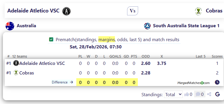 Adelaide Atletico VSC Vs Cobras screenshot