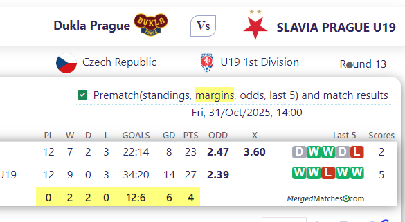 Dukla Prague Vs SLAVIA PRAGUE U19 screenshot