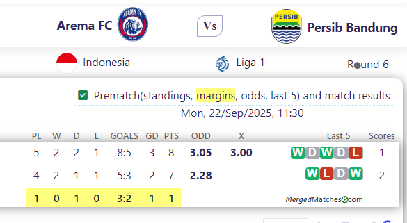 Arema FC Vs Persib Bandung screenshot