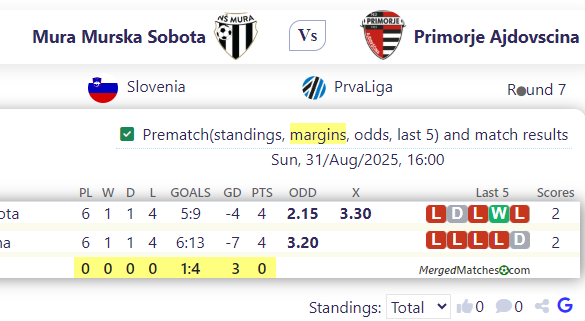 Mura Murska Sobota Vs Primorje Ajdovscina screenshot