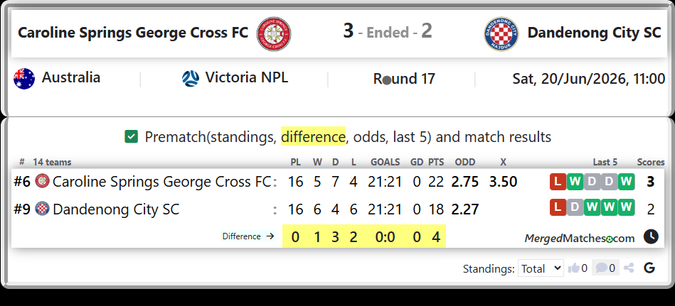 Caroline Springs George Cross FC Vs Dandenong City SC screenshot