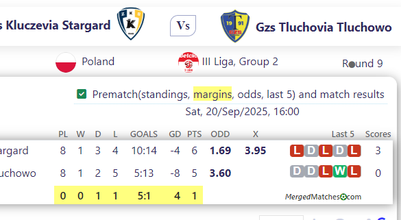Zks Kluczevia Stargard Vs Gzs Tluchovia Tluchowo screenshot