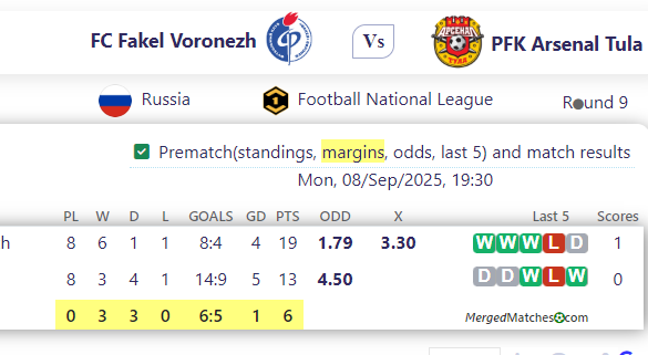 FC Fakel Voronezh Vs PFK Arsenal Tula screenshot