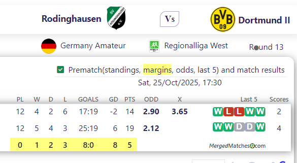 Rodinghausen Vs Dortmund II screenshot
