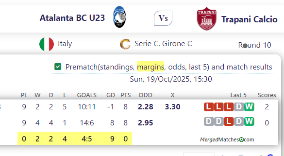 Atalanta BC U23 Vs Trapani Calcio screenshot