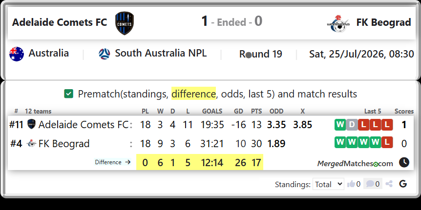 Adelaide Comets FC Vs FK Beograd screenshot
