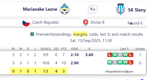 Marianske Lazne Vs SK Slany screenshot