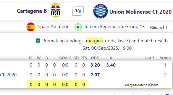 Cartagena B Vs Union Molinense CF 2020 screenshot