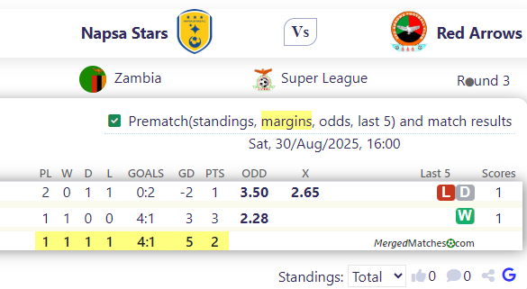 Napsa Stars Vs Red Arrows screenshot