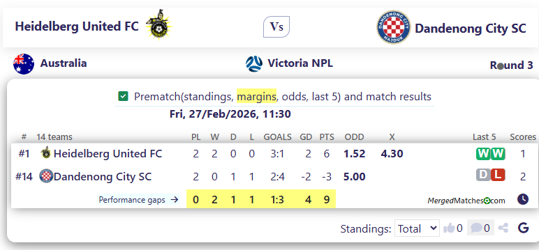 Heidelberg United FC Vs Dandenong City SC screenshot