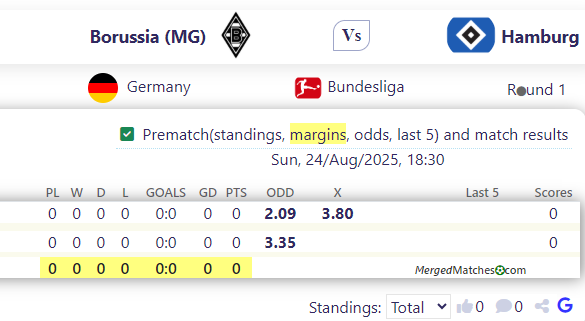 Borussia (MG) Vs Hamburg screenshot