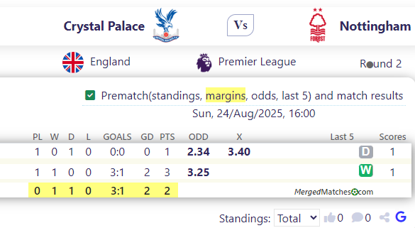 Crystal Palace Vs Nottingham screenshot