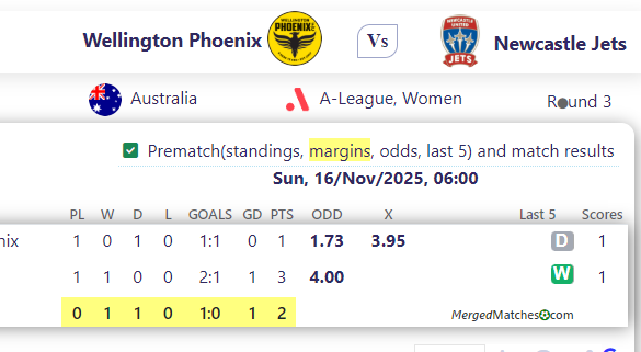 Wellington Phoenix Vs Newcastle Jets screenshot