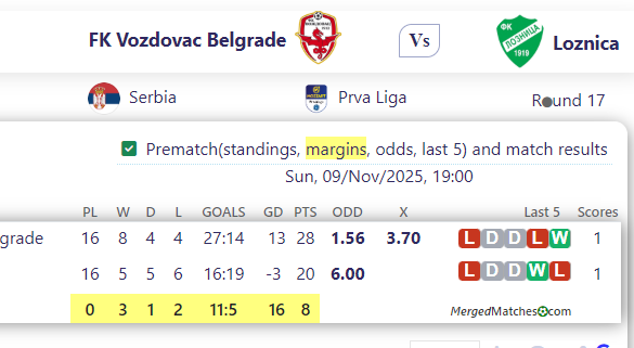 FK Vozdovac Belgrade Vs Loznica screenshot