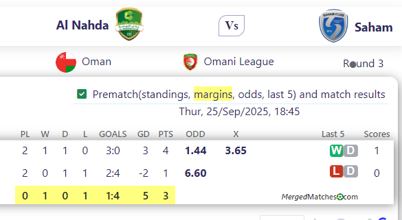 Al Nahda Vs Saham screenshot