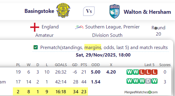 Basingstoke Vs Walton & Hersham screenshot
