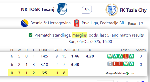 NK TOSK Tesanj Vs FK Tuzla City screenshot