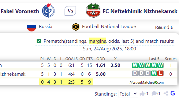 FC Fakel Voronezh Vs FC Neftekhimik Nizhnekamsk screenshot