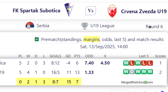 FK Spartak Subotica Vs Crvena Zvezda U19 screenshot