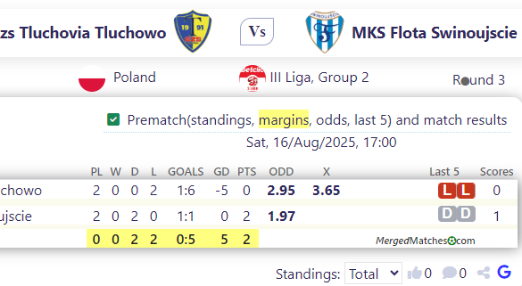 Gzs Tluchovia Tluchowo Vs MKS Flota Swinoujscie screenshot