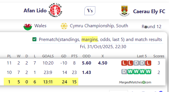 Afan Lido Vs Caerau Ely FC screenshot