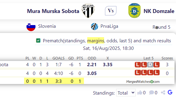 Mura Murska Sobota Vs NK Domzale screenshot