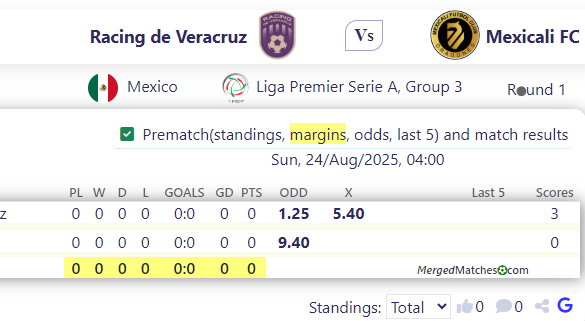 Racing de Veracruz Vs Mexicali FC screenshot