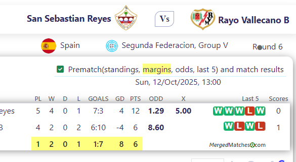 San Sebastian Reyes Vs Rayo Vallecano B screenshot