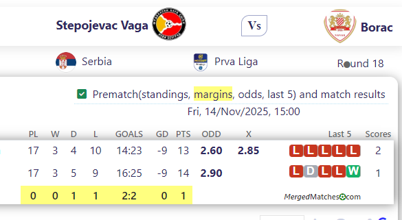 Stepojevac Vaga Vs Borac screenshot