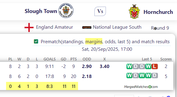 Slough Town Vs Hornchurch screenshot