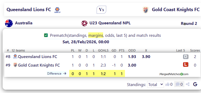 Queensland Lions FC Vs Gold Coast Knights FC screenshot