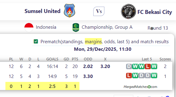 Sumsel United Vs FC Bekasi City screenshot