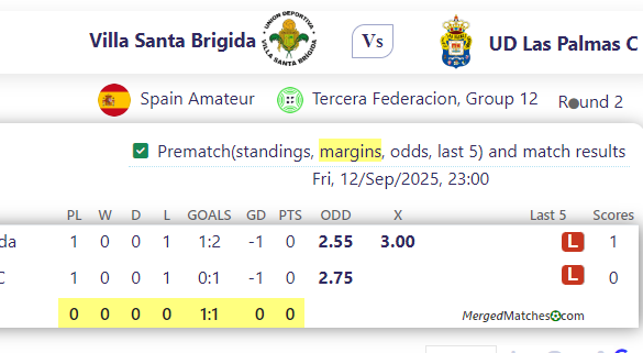 Villa Santa Brigida Vs UD Las Palmas C screenshot