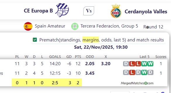 CE Europa B Vs Cerdanyola Valles screenshot