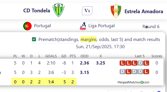 CD Tondela Vs Estrela Amadora screenshot