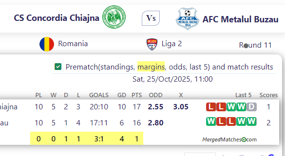 CS Concordia Chiajna Vs AFC Metalul Buzau screenshot
