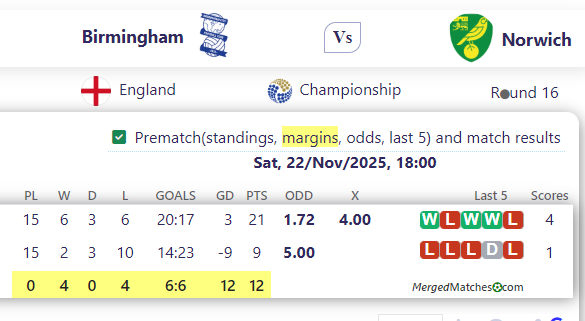 Birmingham Vs Norwich screenshot